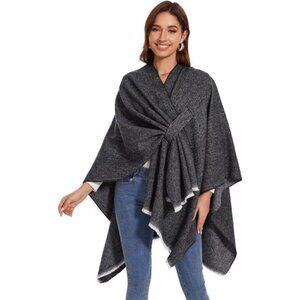 Shawl Wraps for Women, Elegant Knitted Cape Open Front Poncho Scarf Blanket
